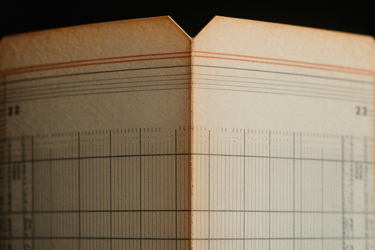 Folded classified-style ticket card